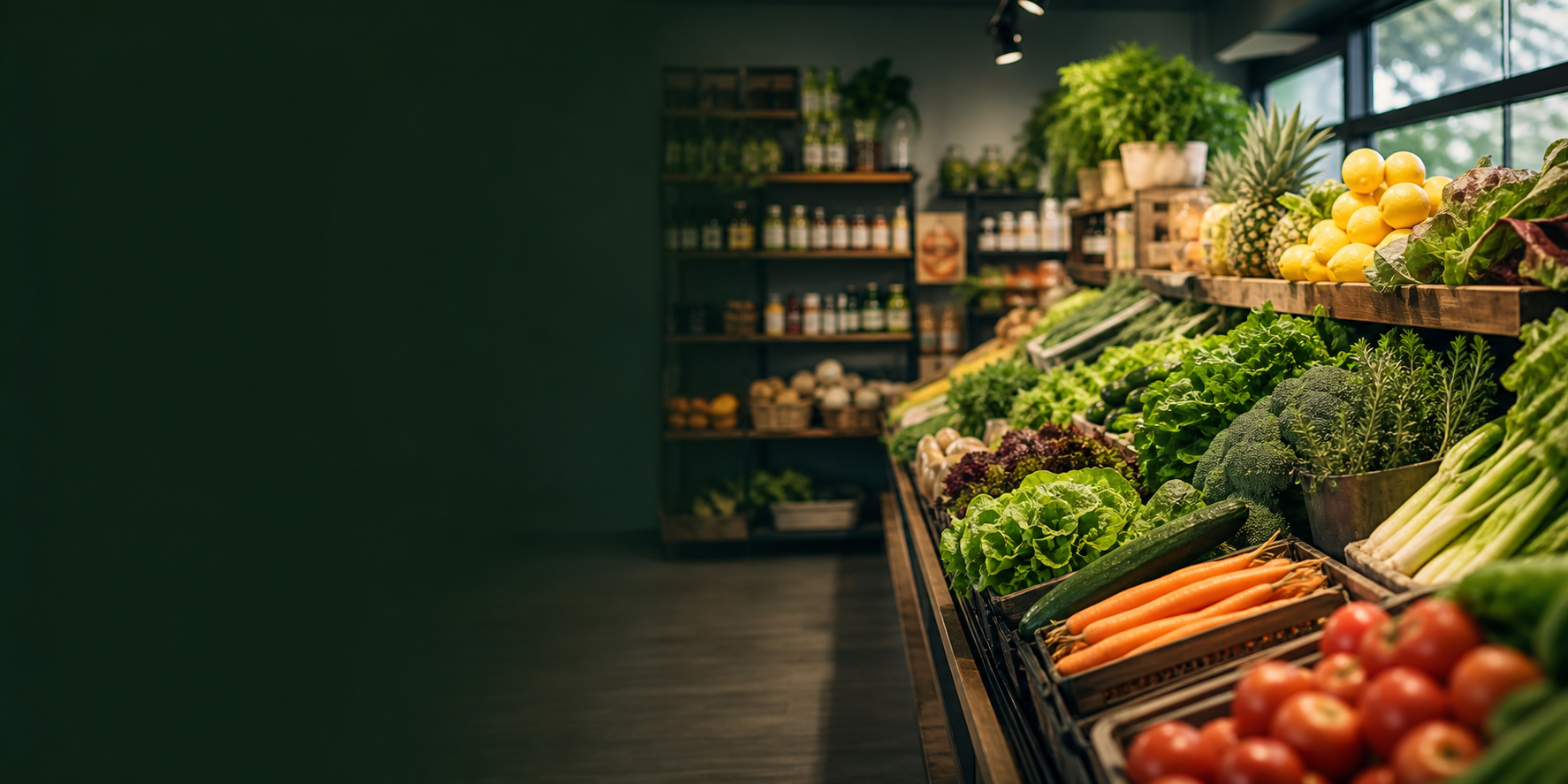 Frische Obst- und Gemüseauslage in einem lokalen Lebensmittelmarkt